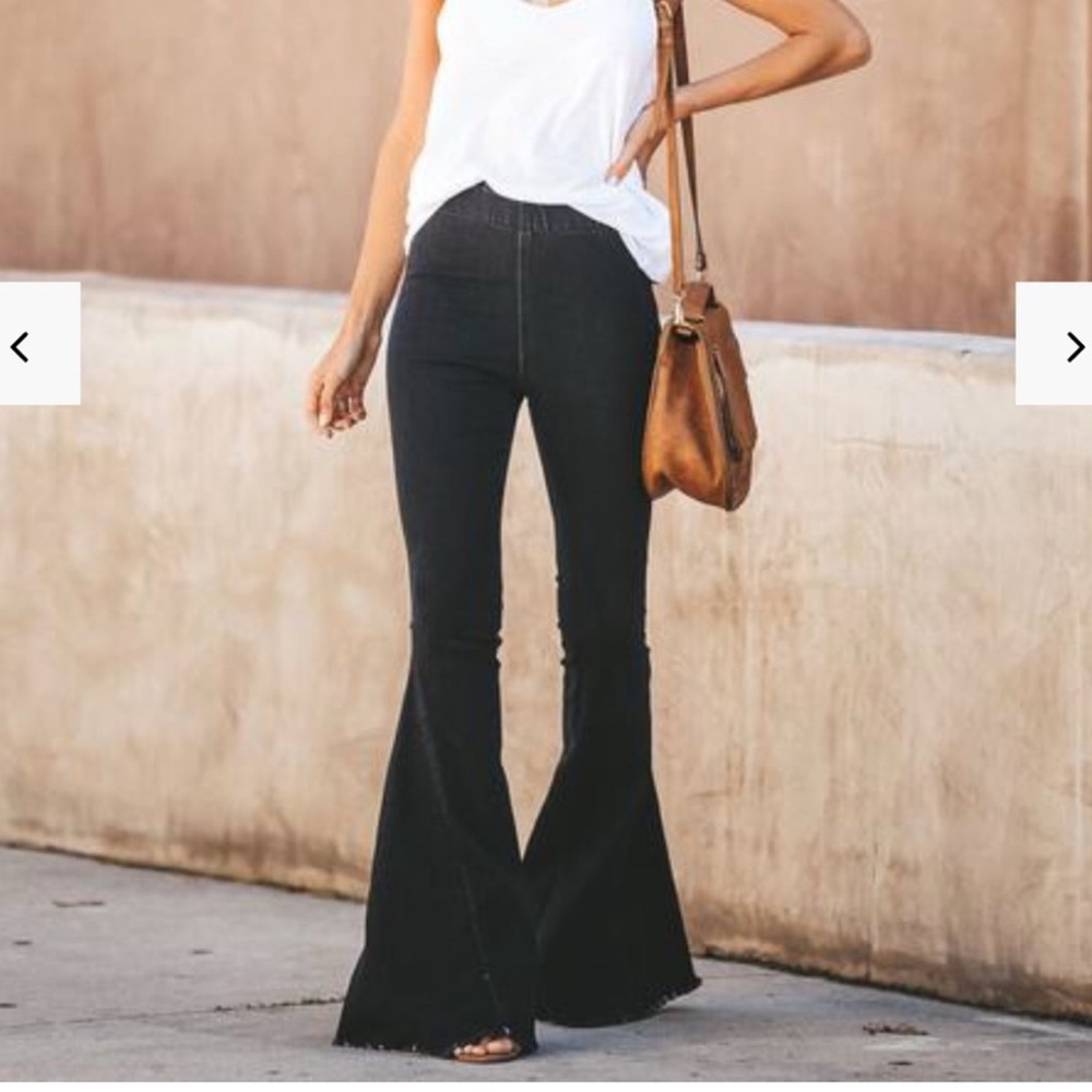 Newbury Kustom Black Denim Bellbottoms - Picture 2 of 7